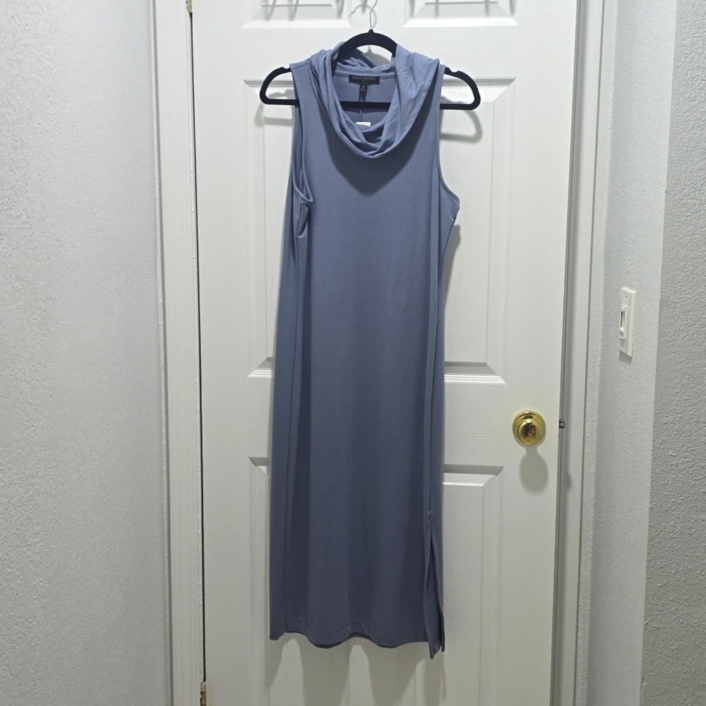 Long sleeveless knit dress with cowl neck